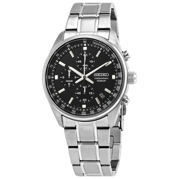 Seiko Chronograph 腕時計 ブラックダイヤル クオーツ メンズ ステンレス SSB3...