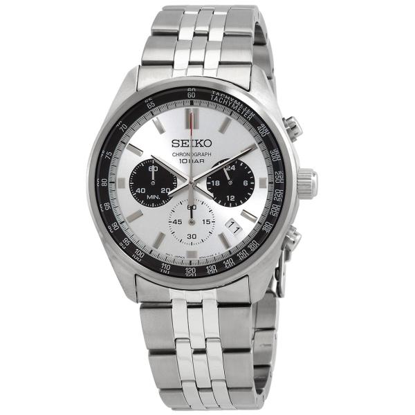 Seiko Motorsports Chronograph 腕時計 シルバー文字盤 クオーツ メンズ...