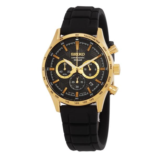 Seiko Chronograph 腕時計 メンズ クオーツ ブラック文字盤 ゴールド/ブラック S...