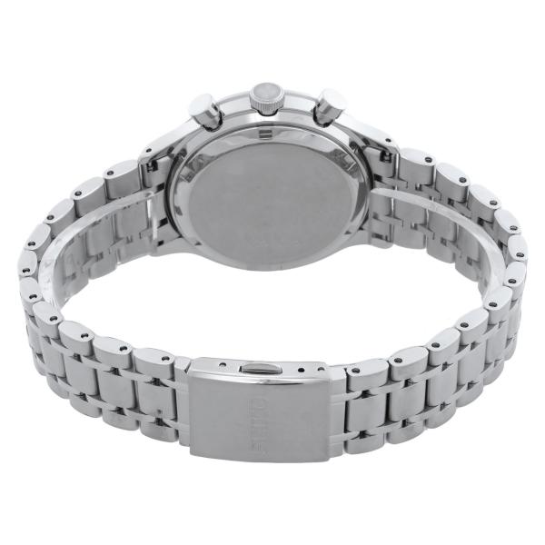 Seiko Chronograph 腕時計 メンズ ブラック文字盤 クオーツ ステンレス シルバーブ...