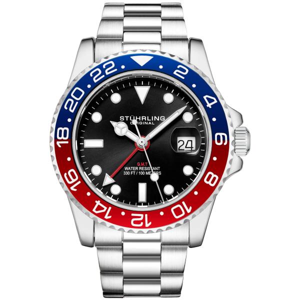 Stuhrling Original Meridian GMT Diver 腕時計 メンズ スイス製...