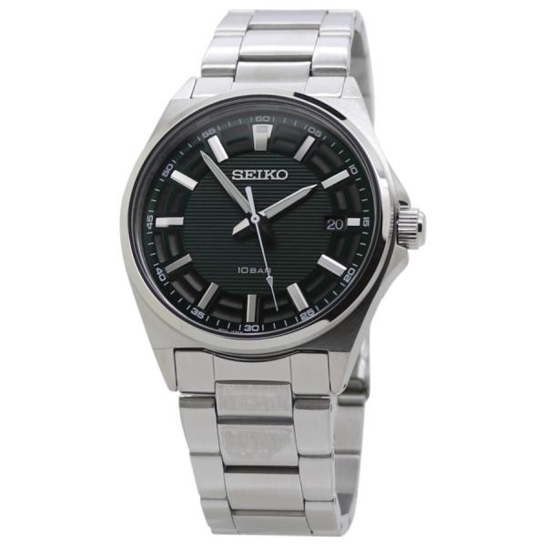 Seiko クオーツ グリーン文字盤 ステンレススチール メンズ 腕時計 SUR503P1