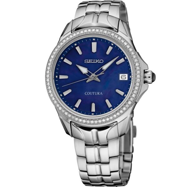SEIKO Coutura 腕時計 レディース ブルー文字盤 ダイヤモンド装飾 ステンレススチール ...