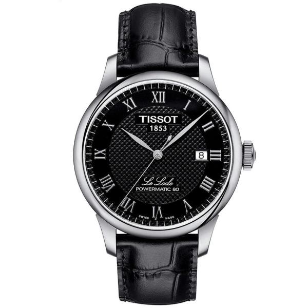 Tissot Le Locle 腕時計 メンズ ブラック文字盤 自動巻き レザーベルト T00640...
