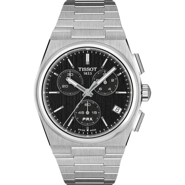 Tissot ティソ PRX 腕時計 メンズ ブラック文字盤 クオーツ クロノグラフ 41mm
