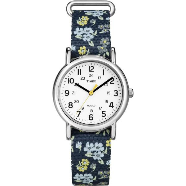 タイメックス Weekender レディース 腕時計 31mm ホワイト文字盤 ブルー フローラル ...
