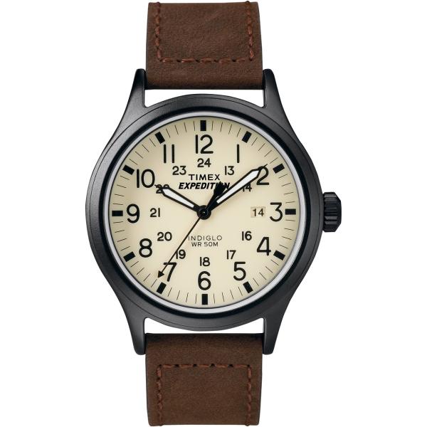 タイメックス Expedition Scout メンズ 40mm クリーム文字盤 ブラックケース ブ...