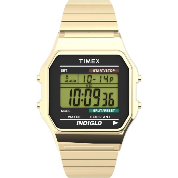 タイメックス Classic Digital メンズ ゴールド ステンレス 伸縮バンド デジタル 3...