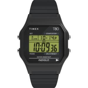 タイメックス T80 メンズ 腕時計 ブラック ステンレス エクスパンションバンド デジタル 34mm