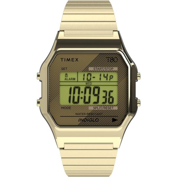 タイメックス T80 メンズ 腕時計 デジタル ゴールド ステンレス 伸縮バンド 34mm