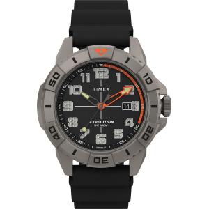 タイメックス Expedition North Ridge メンズ 腕時計 41mm ブラック文字盤 チタンケース シリコンベルト