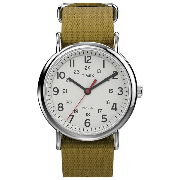 タイメックス Weekender メンズ レディース 腕時計 ホワイト文字盤 シルバー オリーブ ナ...