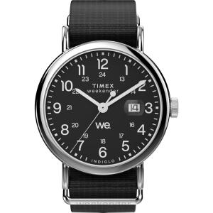 タイメックス Weekender メンズ 腕時計 40mm ブラック文字盤 シルバーケース ナイロンベルト