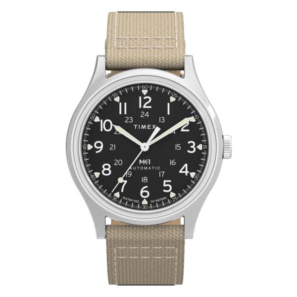 タイメックス MK1 メンズ ブラック文字盤 タン ファブリックストラップ ステンレス 40mm