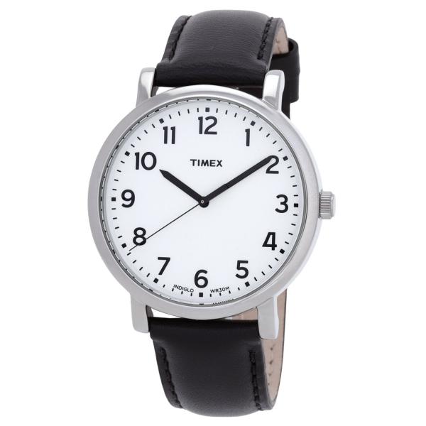 Timex Weekender 腕時計 ホワイト文字盤 クオーツ メンズ ブラックレザーベルト TW...