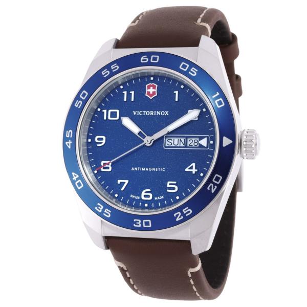 Victorinox Swiss Army 腕時計 メンズ ブルー文字盤 ブラウンレザーストラップ ...