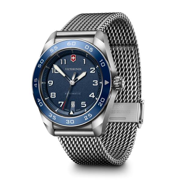 Victorinox Swiss Army Automatic 腕時計 ブルー文字盤 メッシュベルト...