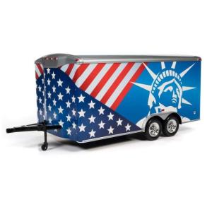 エンクローズドトレーラー パトリオティック レッド/ホワイト/ブルー/ AutoWorld 1/18...