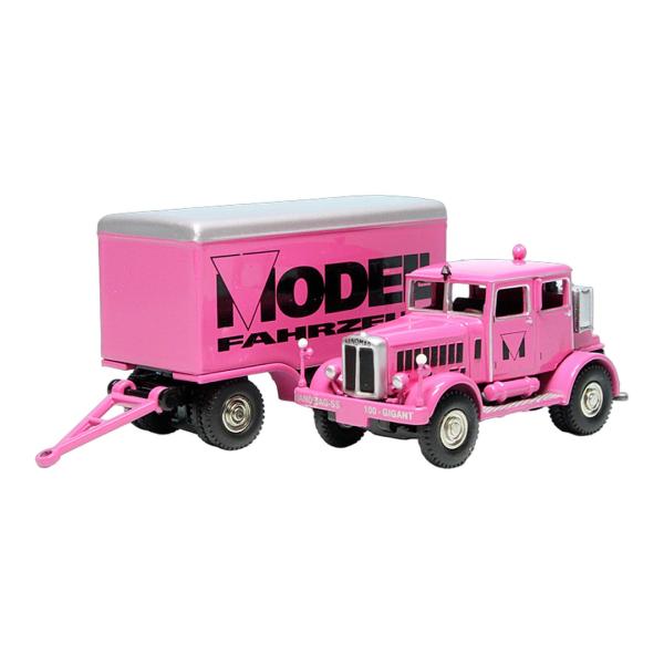 Hanomag SS100 トラック ボックストレーラー Modell Fahrzeug ピンク B...