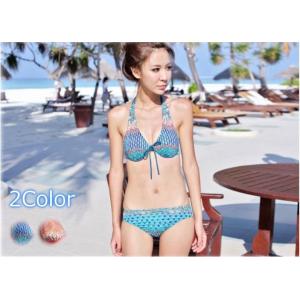 ペーズリー柄レトロビキニ　3ピースセット水着上下セット レディース　可愛い インポート