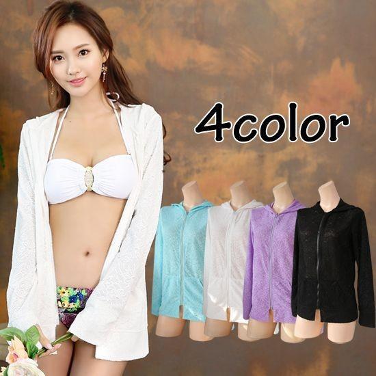 UVカット UPF対応　レースラッシュガード長袖 水着日焼け対策 プール キャンプ　アウトドア