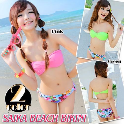 蛍光色水着　2カラー 水着ビキニ上下セット レディースYYL118