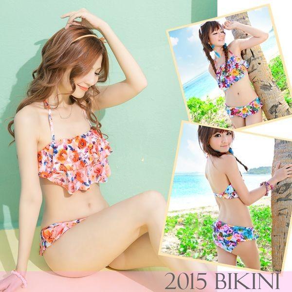 フリルビキニセット 2カラー 水着ビキニ上下セット レディースGC1001