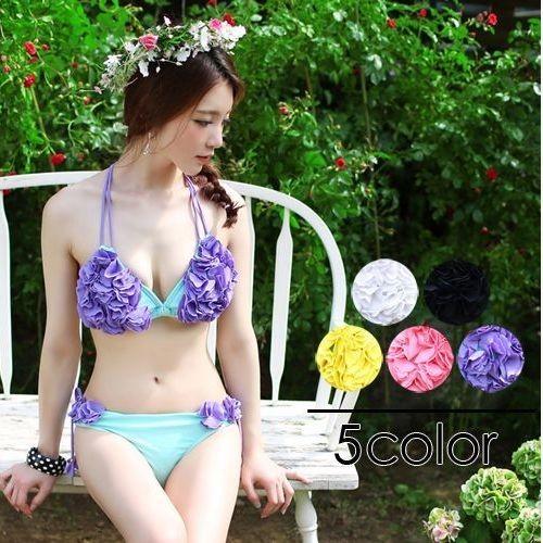 花びらビキニお花フラワー バンドゥー ハンドメイド 格安水着上下セット レディース S・M・Lサイズ...