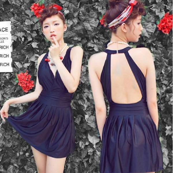 体型カバー スタイルアップ ワンピース水着　ドレス ギャザースカート 3色展開 大きいサイズ M/L...