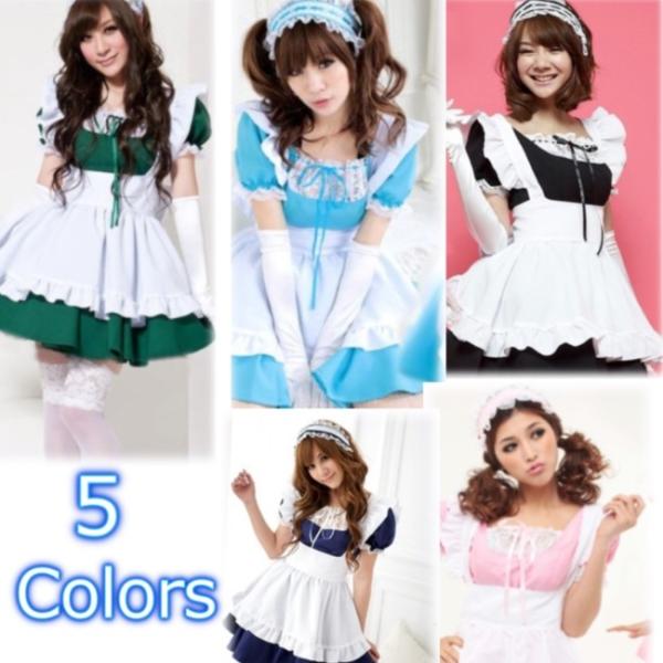 8002メイド服 可愛いメイドさん アキバ ロリータ　ゴスロリ 全5色 メイド喫茶 コスチューム コ...