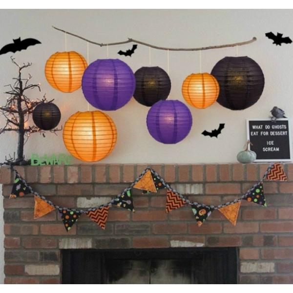 ハロウィン 提灯 ペーパーランタンセット 簡単飾り付け LEDライト バナー付き パーティー デコレ...