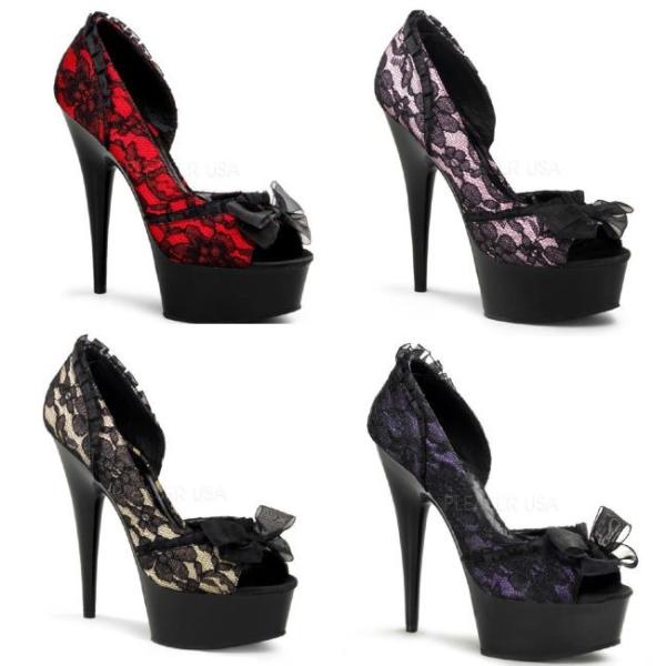 DELIGHT-665LC 6インチ(約15cm) パンプスハイヒール サテンレース　ピンヒール ミ...