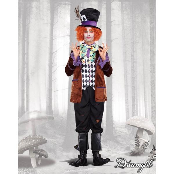 マッドハッター ジョニーデップ アリス 大人男性 　3点セット コスチューム コスプレ衣装　(二次会...