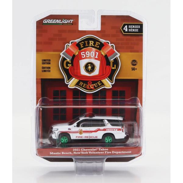 シボレー タホ マスティックビーチ消防署 2021 ホワイト/レッド / Greenlight 1/...
