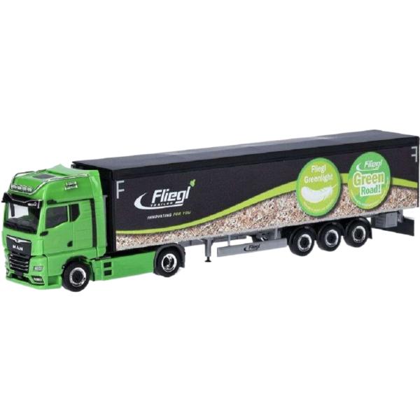 Fliegl MAN eTGX ウォーキングフロアセミトレーラー トレーラー / Herpa 1/8...
