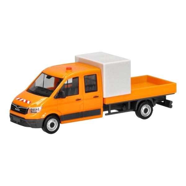 MAN TGE ダブルキャブ フラットベッド 工事車両 / Herpa 1/87 ミニカー トラック...