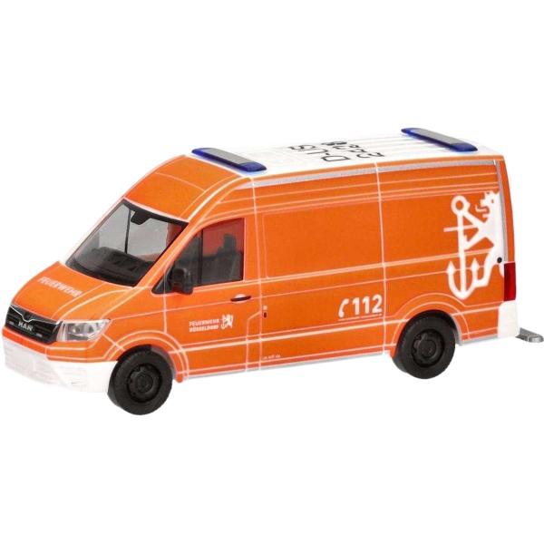消防 Dusseldorf MAN TGE ボックス トラック / Herpa 1/87 建設機械模...