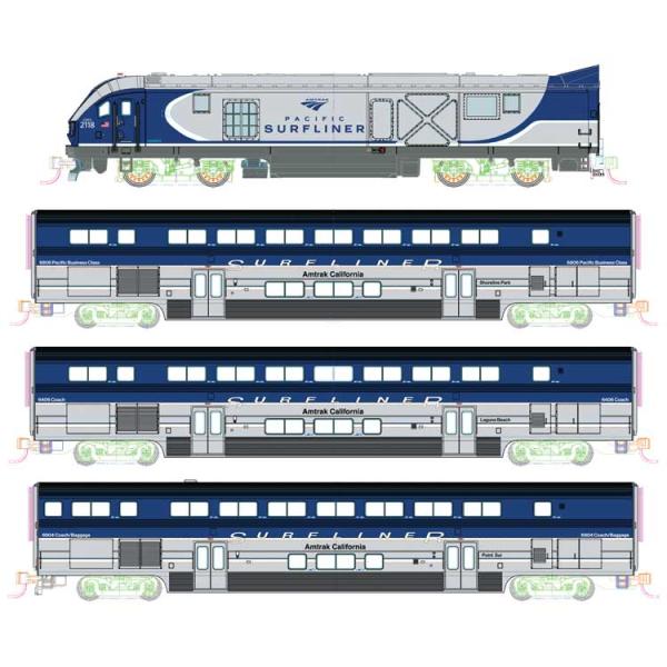 Amtrak パシフィック・サーフライナー 基本セット DC SC-44 客車2両 制御客車 / K...