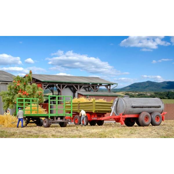 農業用トレーラー 3個セット 農業機械 / Kibri 1/87 トラック模型