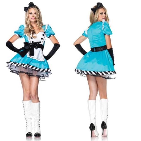 83773大きなリボンがとってもキュートなアリスモチーフドレスコスチューム 2ピースセット 仮装コス...