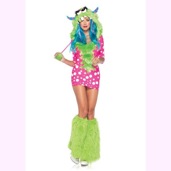 83933ピンクドットとグリーンのコントラストがかわいい モンスター2ピースセット インポートコスチ...