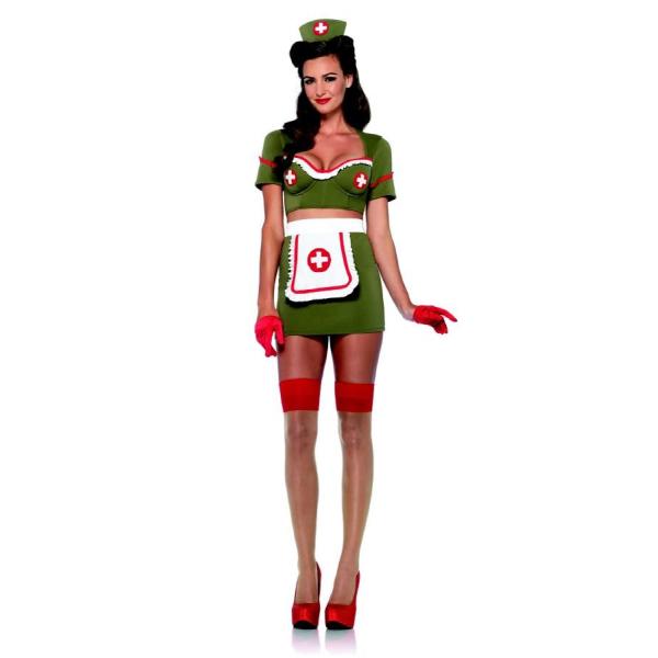 85198カーキ色　セクシーアーミーナース　アンナ　コスチューム 3点セット 大人用 コスプレ衣装　...