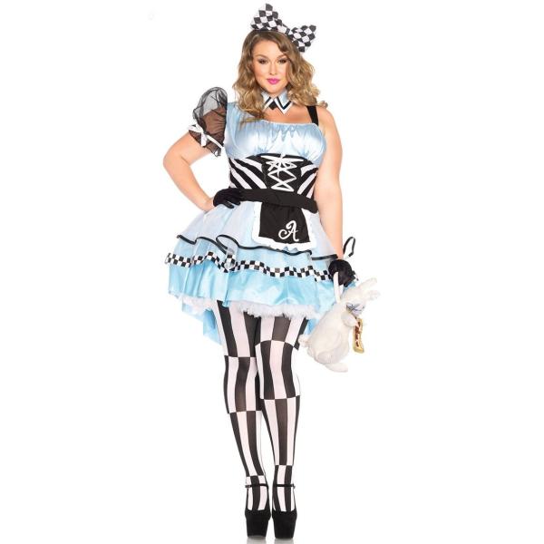 サイケデリックアリスコスチューム　ぽっちゃりサイズ 3点セット  大きいサイズ 仮装コスチューム コ...