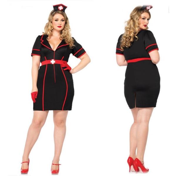 85282X 大きいサイズ ナイトナースコスチューム 3点セット プラスサイズ　大人用 コスプレ衣装...