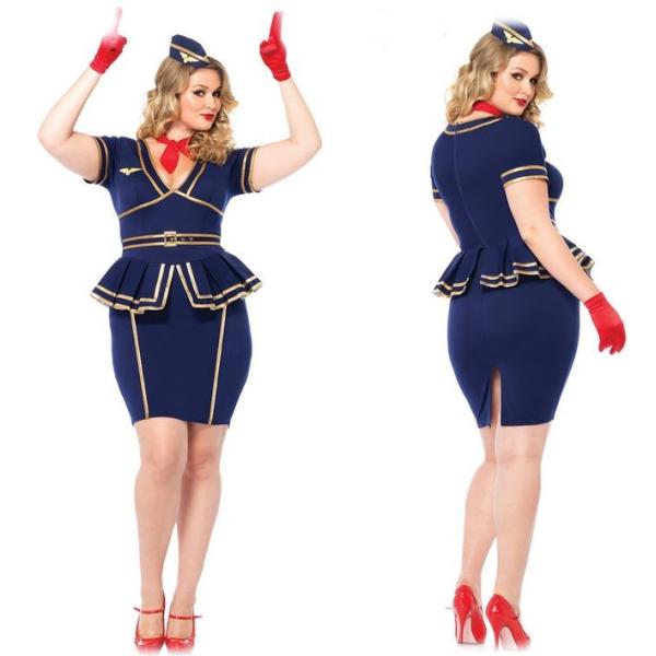 85332X 大きいサイズ キャビンアテンダント フライトアテンダントコスチューム　スチュワーデス ...