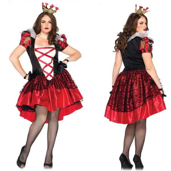 86166X 大きいサイズ ロイヤルレッドクィーンコスチューム 2点セット プラスサイズ　大人用 コ...