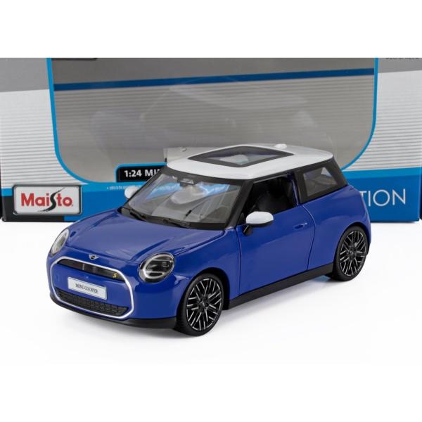 MINI COOPER SE J01 2024 ブルー/ホワイト/ MAISTO 1/24 ミニカー