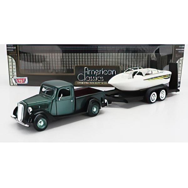 FORD ピックアップ + ボート 1937 グリーンM/ホワイト Motor Max 1/24