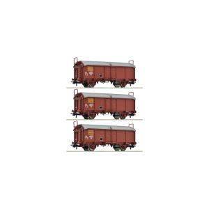HOゲージ 鉄道模型 Roco 3両セット 貨車 Tms SNCF Era IV DC