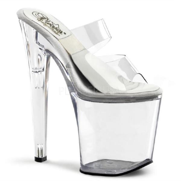 SOL-802-D 8インチ(約20cm) ハイヒール ミュール クリアサンダル /Pleaserプ...